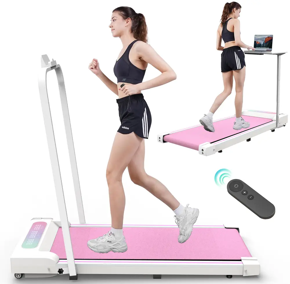 Foldable Treadmill, 300 lb Capacity Walking Pad 2.5HP Treadmill Under Desk, Portable Treadmill for Home and Office, Folding Treadmill 2 in 1 with Remo