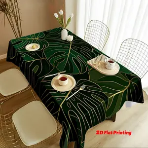 Luxurious Golden Leaf Patterned Tablecloth, Deep Rectangular Polyester, Dining Room, Kitchen, Party Decoration, Home Decor