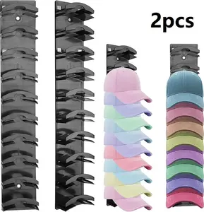 2026 Spring Trending 2 Pack Hat Organizer Wall Mounted | Holds Up To 20 Baseball Caps, Black/White Hat Rack with 2 Mounting Options, Spring Must Have Closet Organizer for Door & Bedroom