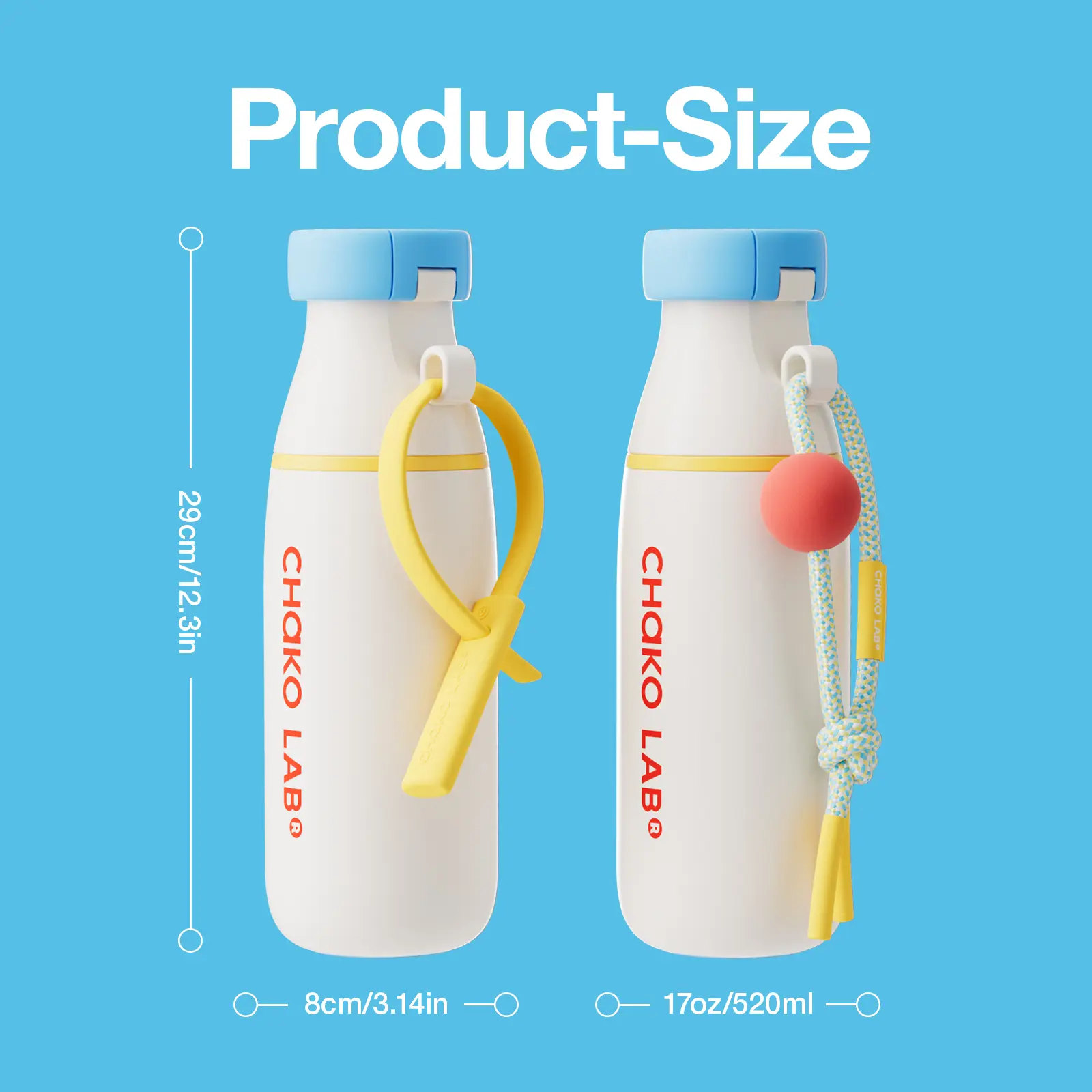CHAKO LAB MILK BOTTLE Insulated Stainless Steel Water Bottle with Two Strap  | BPA-Free Leak Proof | 17oz Bottle with Spout Lid & Straw - TikTok Shop