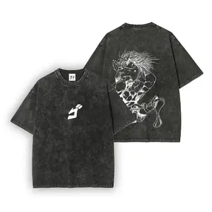 Women's JoJo's Bizarre Adventure Dio Brando Line Art Graphic T-Shirt - Short-Sleeve Cotton Unisex Retro Wash Top, Casual Everyday Style Fit