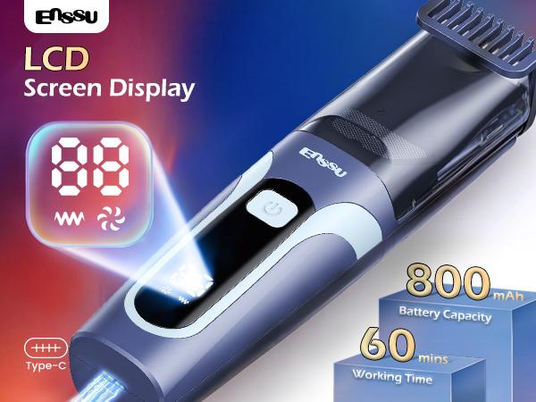 ENSSU Beard Trimmer for Men Auto-Vaccum, Rechargeable ElectricMen Beard Trimmers with 2 Combs, 1-20mm Adjustable Length Dial,Waterproof Cordless Mustache Trimmer for Face, Stubble