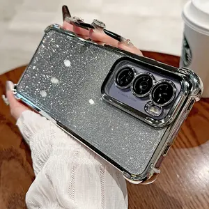 Gradient Glitter Plating Phone Case For Samsung Galaxy S25 S24 S23 S22 Ultra Plus S21 FE S25 A55 A54 Soft Shockproof Back Cover