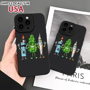 Esthetic Mobile Phone Case, Cartoon Lighter Cigar Bitter Melon Pattern, Suitable for iPhone 16PROMAX 16PRO 16PLUS 16/15/14/13/12/11, Screen Protector XSMAX XR X 7PLUS 7 Cellphone Smartphone Black Shockproof Casing Cover Protection Protective