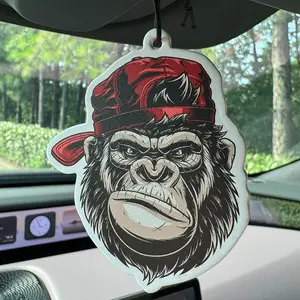 Monkey Air Freshener Car Vent Clip, Natural Essential Oil Scented Paper Pendants, Long-Lasting Fragrance, Stress Relief, Home Decor Gift