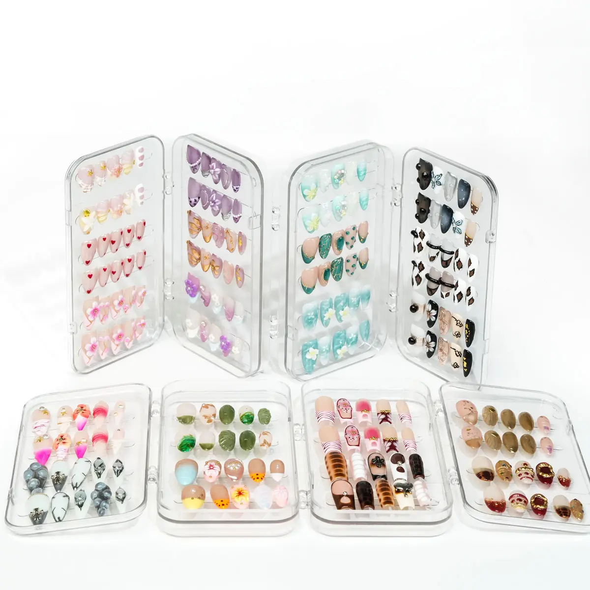 ROXORA 3 Fold Nail & Lash Storage Box, Portable Makeup Organizer for Press On Nails, Nail Tips, Lashes & Beauty Accessories, Travel Friendly Storage Case