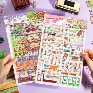 Miniature Scene DIY 3D House Sticker - Set of 2 Large Scene for adults Kids, Make your own home/Store