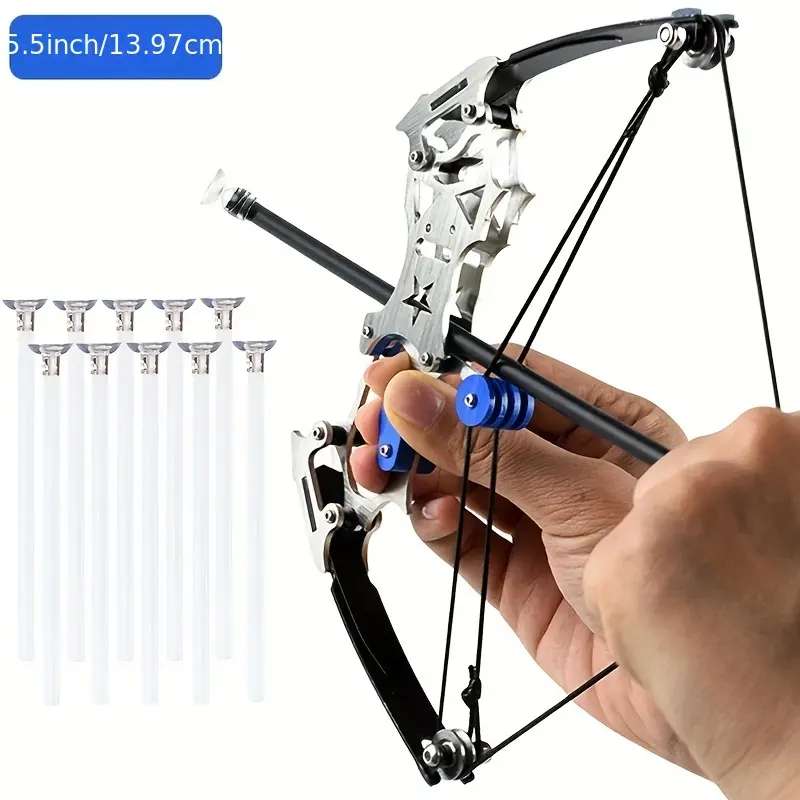 Versatile 5.5" Mini Archery Bow Set - Durable, Portable - Stainless Steel, Ambidextrous Design for Outdoor Fun & Practice - Includes 10 Arrows & Target