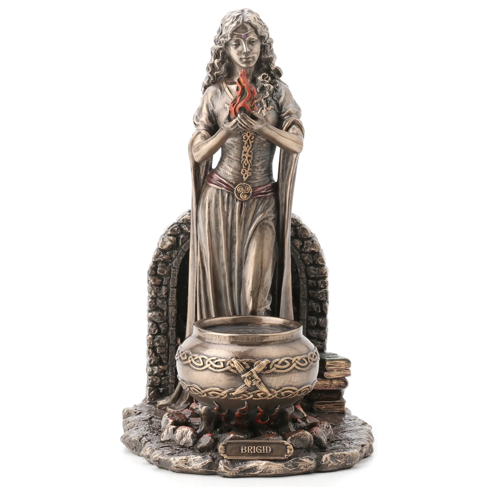 Brigid Goddess of Hearth and Home Decorative Bronze Sculpture, Home Decor Statue for Living Room Accent