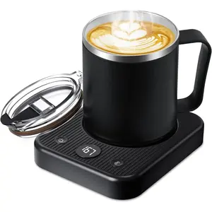 THE WELL KEPT Coffee Warmer & Mug Set for Desk, Heated Cup With Auto Shut Off, Electric Self Heating & 3 Temperature Control Smart Mug for Office, Home and Travel, Black