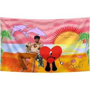 Bad Cute Bunny Album Cover Un Verano Sin Ti Tapestry 3x5 Ft Funny Tapestry Wall Hanging Art for College Dorm Room Gift Home Man Cave Decor