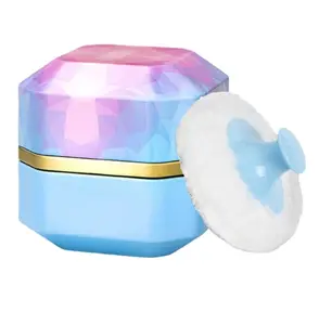 Body Powder Puff and Container, 3.35" Portable Dusting Powder Container with Soft Puff Powder Case Box Jar for Baby Women Home and Travel Use(Blue)