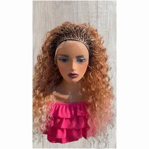 Synthetic 16inches Ombr Loose Deep Curls Micro Braided Wig Front Lace Wig Color ##30/613…….