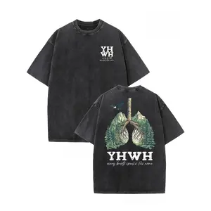 YHWH Every Breath Speaks His Name Vintage Washed Oversized T-Shirt, Christian Lung Nature Graphic Tee, Retro Faith Streetwear, Gift for Believers
