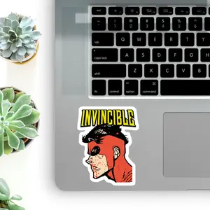 Battle Scar Invincible Vinyl Sticker, Wounded Comic Hero Profile Sticker, Decor for Laptop, Water Bottle, Fan Collection