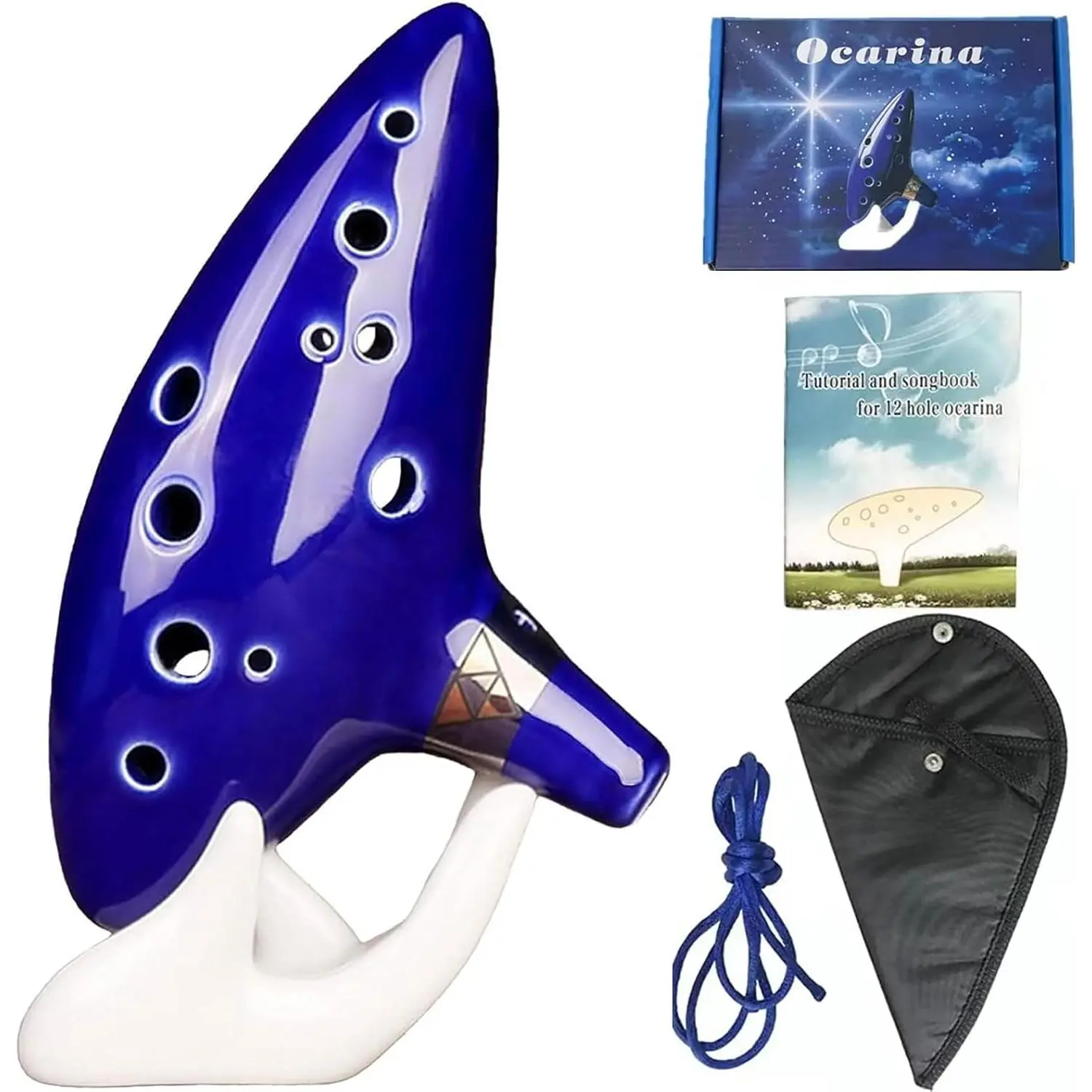 Legend of  Ocarina 12 Hole Alto C Ocarina Instrument Ceramic Piccolo  Ocarina of Time for Adults with Storage Bag