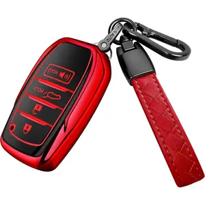 Sindeda for Toyota Key Fob Cover with Keychain Soft Full Protection Case fit for 2025 Camry 4 Runner 2019-2025 Camry, RAV4 Prime, Land Cruiser,Hilux 2023-2025 Grand Highlander,Corolla,bZ4X(Red)