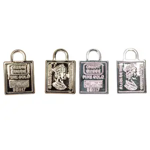 17mm x 11.25mm Bullion Bar Charm - Made from Zinc - Double-Sided - Silver and 18k Gold Finishes - Sold by the Piece - K149