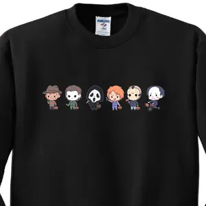 Halloween Horror characters Themed Trick-or-Treaters Sweatshirt Sweaters Crewneck Tops Long Sleeve