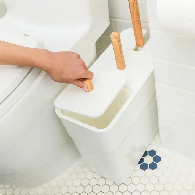 3-in-1 Space-Saving Bathroom Trio: Durable Toilet Bowl Brush, Quick Clog Clearing Plunger and Removable Trash Can