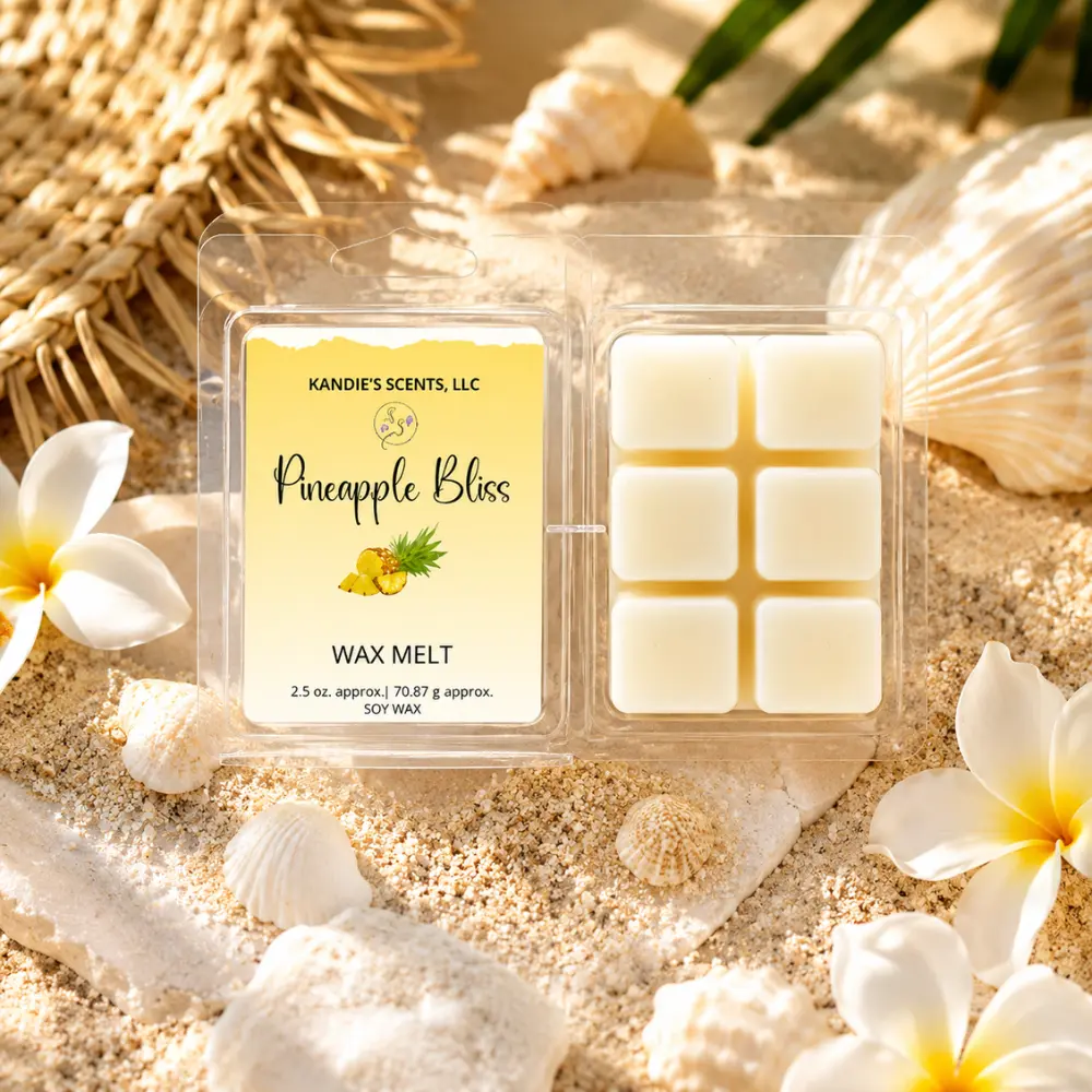 Pineapple Bliss Scented Wax Melt 2.5oz | Tropical Sage Eucalyptus Sandalwood Hand Poured Soy Melt | Spa Home Fragrance