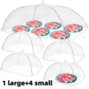 5 Piece Set Food Covers, Pop-Up Mesh Folding Foldable Tent Umbrella, Outdoor Party Picnic BBQ Reusable Food Tent, Easy Setup, Durable & Portable Design