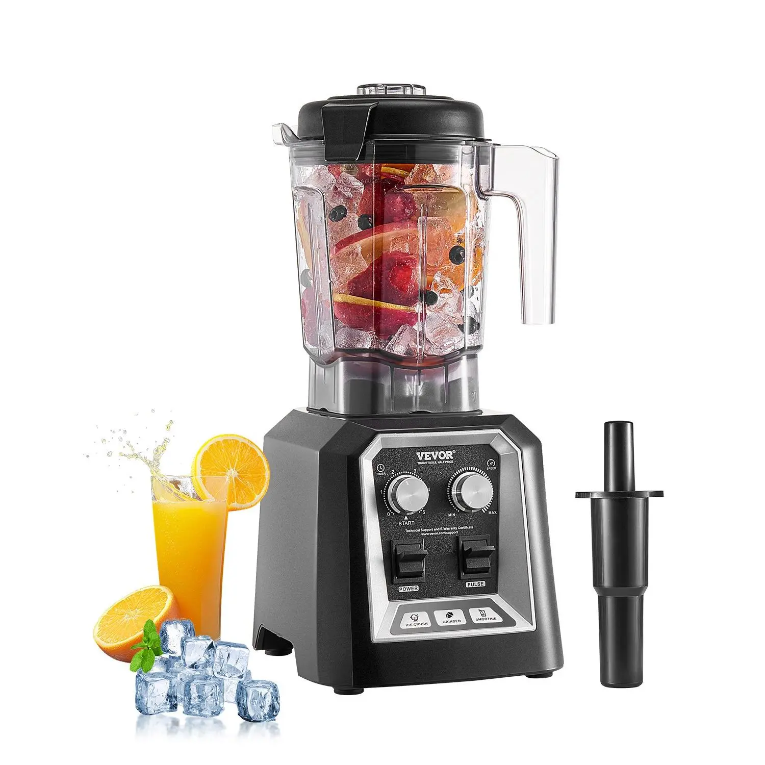【DealsForYouDays】VEVOR Blender for Smoothies, 68 oz 1400W, Professional Blender with Powerful Motor, Multi-Functional Food Processing Blender with Grinder Container for Smoothie/Milkshake/Juice, Fits for KitchenSummervibes