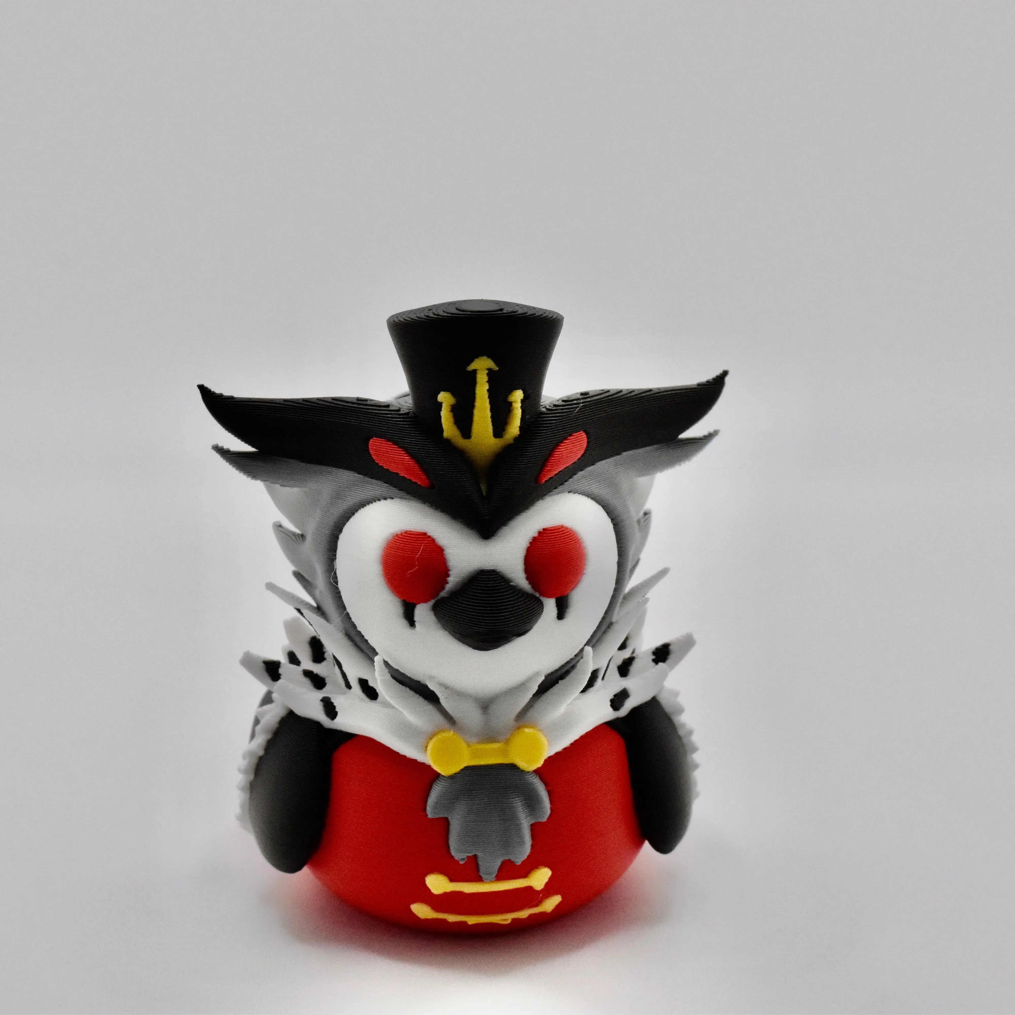 Helluva Boss Stolas Duck Figurine - Fan-Favorite Mascot with Distinctive Red Hat & Yellow Bow Tie for Authentic Helluva Lovers