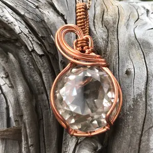 Faceted Clear Quartz and copper necklace