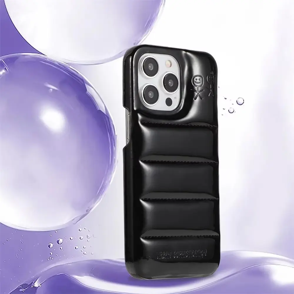 Fin Funny Down Jacket Case for iPhone 12 13 14 15 17 Pro Max 16 Plus Laser Bling Heavy Duty Silicone The Buffer Cover for iPhone 11