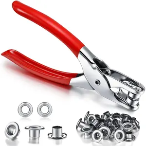 301 Pcs Grommet Eyelet Pliers Tool Kit, Fabric Leather Hole Eyelets and Grommets Punch Pliers with 300 Metal Eyelets for Belt Shoes Cloths(1/4 Inch,Silver)