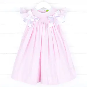 Pretty In Pink Stripe Smocked Bow Dress - Classic Girl's Outfit