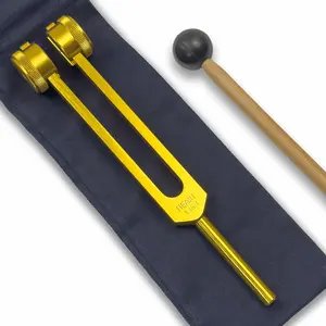 OM 136.1 Hz Heart Chakra Tuning Fork for Healing with Carry Bag - Sound Healing & Biofield Harmonization - Sound Healing Instruments, Sound Therapy Tools - Gold