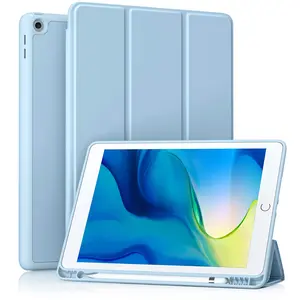 Case Compatible with iPad 10.2 Inch 2021/2020/2019, for iPad 9th/8th/7th Generation Case with Pencil Holder, Protective with Soft TPU Back, Auto Sleep/Wake Cover, Sky Blue (iPad not included)