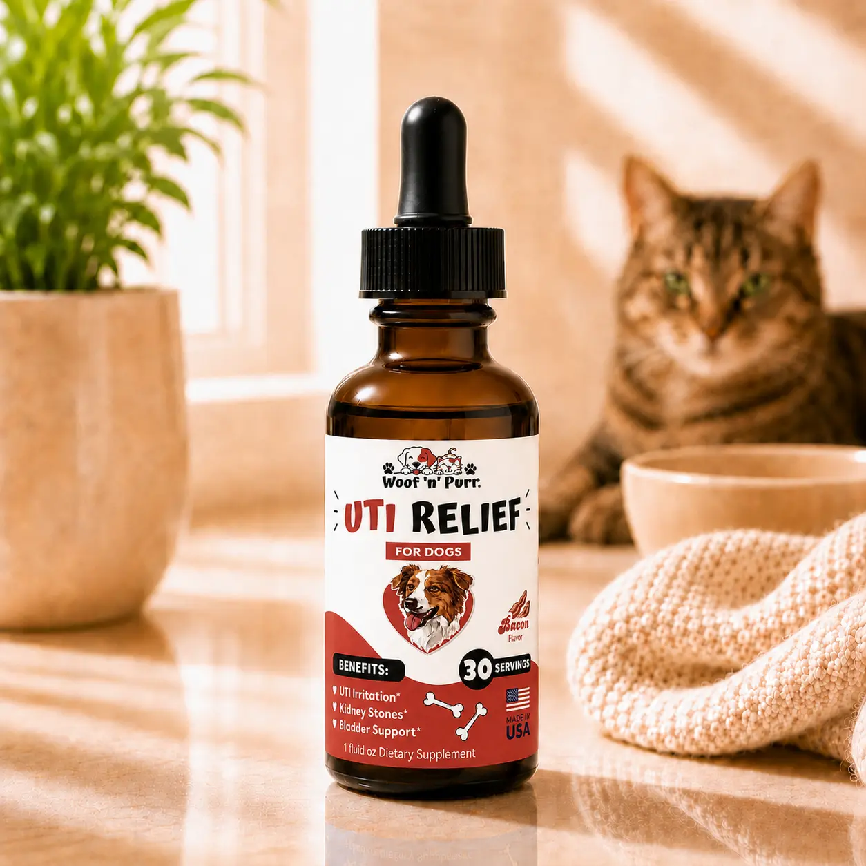 UTI Relief for Dogs – Bladder & Urinary Tract Support | 30 Servings | Woof 'n' Purr