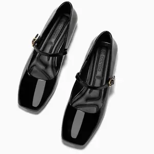 Coutgo Women's Mary Jane Flats Closed Square Toe Ballet Flat Dressy Comfortable Slip on Shoes