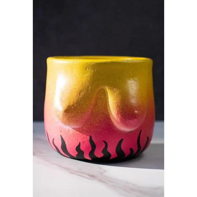 Boobie Planter - Handmade Ceramic Plant Pot with Flame Detail - TikTok Shop