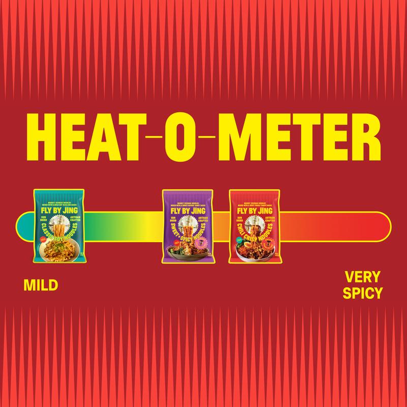 Fly By Jing Instant Noodles Variety Pack 18 Pack – 3 Flavors: Chili Crisp, Sweet + Spicy & Classic Soy – Savory, Mild to Spicy, Vegan & Non-GMO