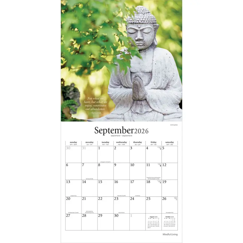 Mindful Living | 2026 12 x 24 Inch (Hanging) Monthly Square Wall Calendar | Plastic-Free | Brush Dance | Art Quotes Photography Inspiration 3