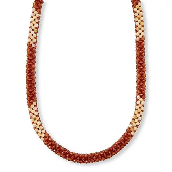 Mine Finds by Jay King Hessonite and Yellow Opal Bead Woven Necklace
