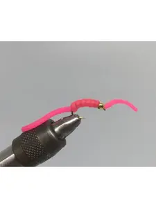 Beadhead Squirmy Worm Pink 12 Pack High Quality Nymph Lures for Wild Trout & Smallmouth Bass Fishing, Strike Fly Company