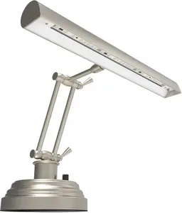 Cocoweb 14" Adjustable Piano Bankers Desk Light with Dimmer in Satin Nickel - Integrated LED Array, 10-Foot Cord, Color Temperature 2700K, CRI >90