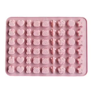 1pc 54-Cavity Silicone Rabbit Carrot Shape Candy Gummy Chocolate Ice Cube Mold, Kitchen Handmade Cake Accessory Tool