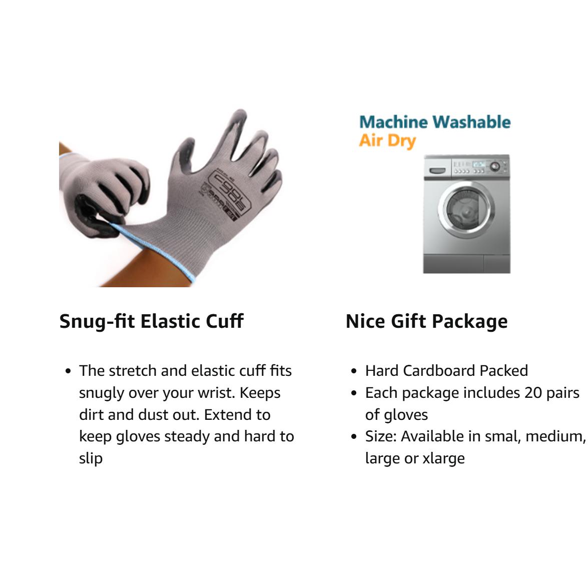 COOLJOB 10/20/60 Pairs Nitrile Dipped Safety Work Gloves with Grip, Non-slip Rubber Coated Bulk Garden Gloves(Grey) COOLJOB 10/20/60 Pairs Nitrile Dipped Safety Work Gloves with Grip, Non-slip Rubber Coated Bulk Garden Gloves(Grey)