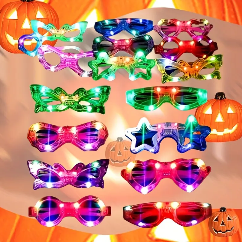24-Piece Neon Flashing Shutter LED Party Glasses, Multicolored Lightweight Plastic, No Power Supply, Portable Party Favor, Happy Birthday Festive Accessory for Concerts