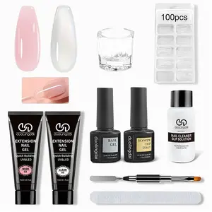 Long-lasting Poly gel Extension Nail Kit, jelly nude+Clear Nail Crystal Extension Gel Kit For Beginner Professional French Art Design Salon