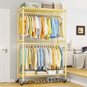 Homkdom Special-colored Heavy Duty Clothes Rack - 79"Hx35.5"Wx15.7"D 220LBS Capacity Adjustable Rolling Garment Rack with 4 Lockable Wheels & Multifunctional Design for Bedroom Walk-in Closet,Free Standing Wardrobe Closet Organiser