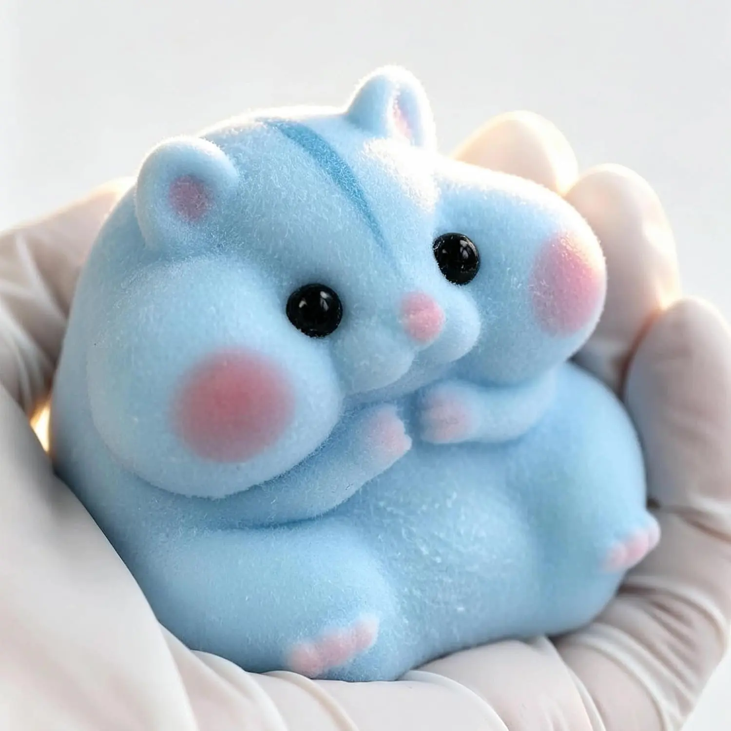 Handmade Taba Squishy Hamster Toy – Cute Soft Silicone Mochi Fidget Toy, Realistic Squishy Hamster Stress Relief Toy for Kids & Adults, Sensory Anxiety Relief Plushie (Blue)