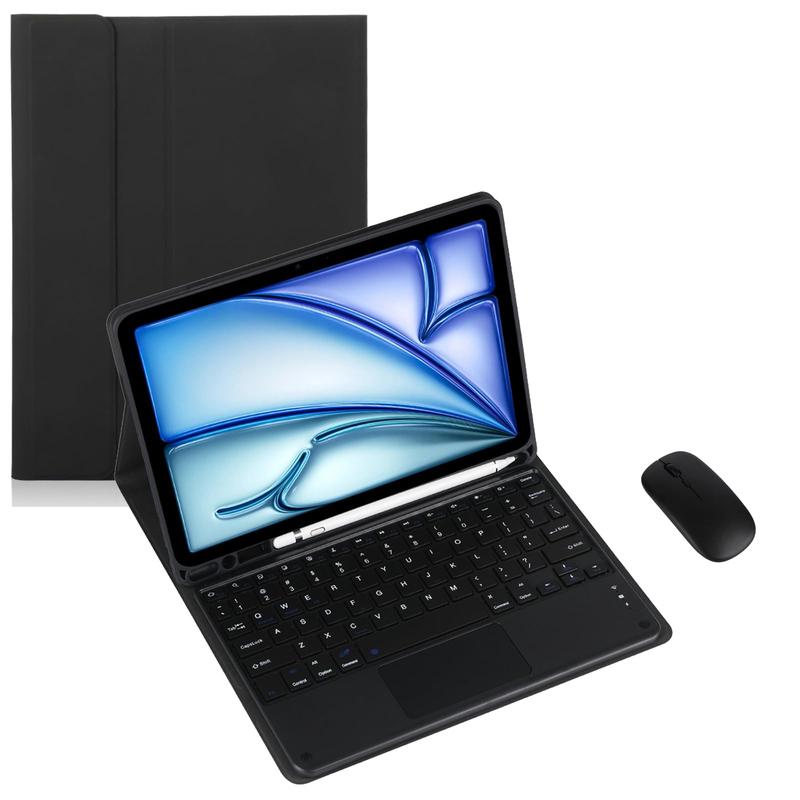 Keyboard Case with Mouse For iPad (A16) 11th Gen&10th Gen, Magnetic Case with Keyboard, Touchscreen and Mouse, Thin & Light Cover with Pencil Holder, Foldable Protective Cover, Auto Wake/Sleep, USB-C Charging,  Anti-Drop Design, Tablet