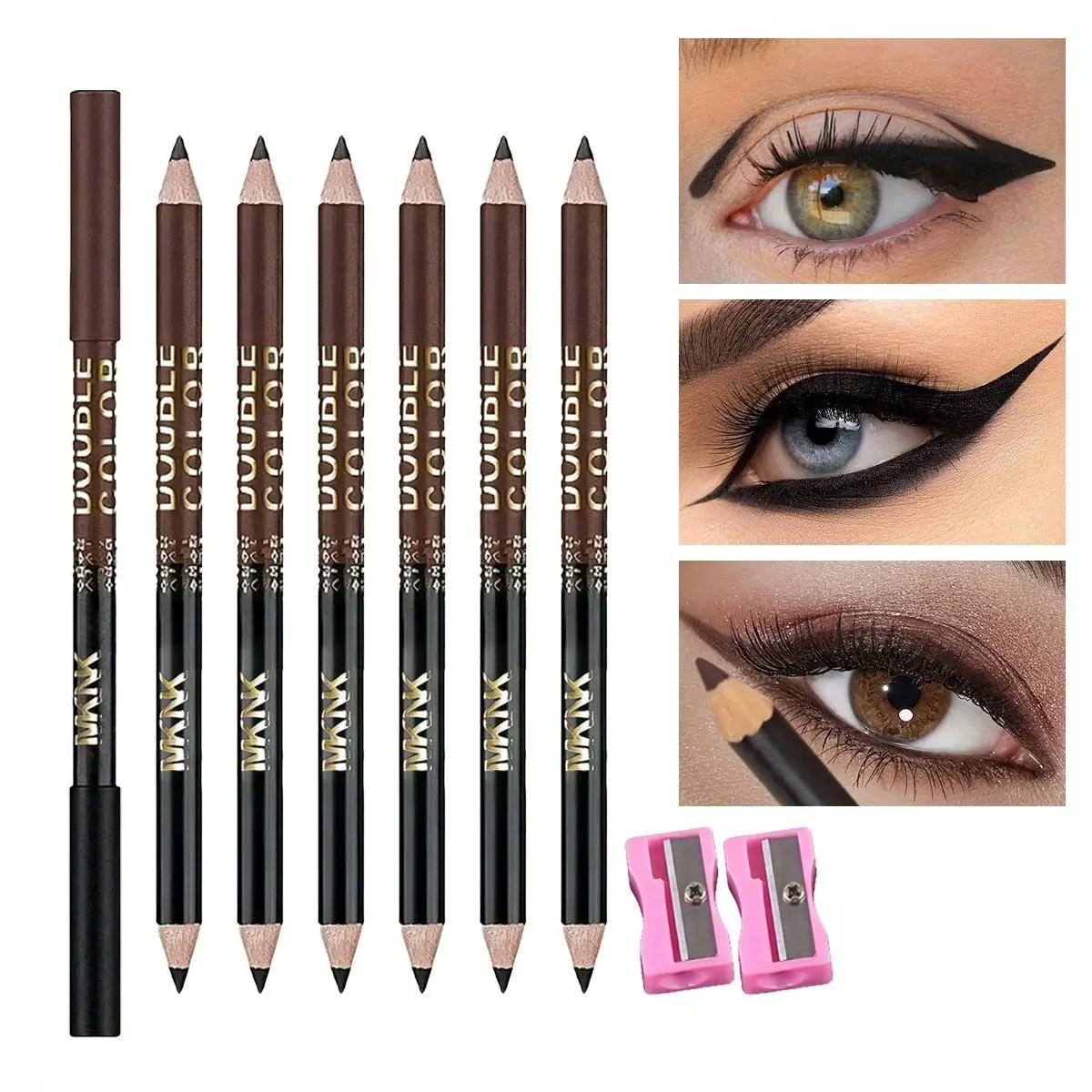 6-Piece Dual-Head Eyeliner Pencil Set, Eye Pencils, Eyeliner for Waterline, Long-Lasting Waterproof Smudge-Proof, Includes Sharpener, Quick-Dry, All-Day Wear, Ideal for Beginners, Eye Makeup Products